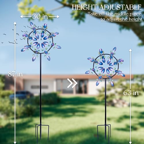 Large Wind Spinners Outdoor, Kinetic Metal Wind Spinners for Yard and Garden, Gift for Family or Friends(30'' H x 87'' H)