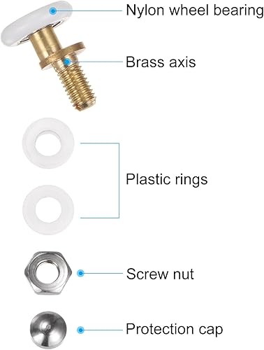 Miniatura 4 de uxcell Rueda de corredor para puerta de ducha, 0.984 in de diámetro, pieza de repuesto para puerta corrediza de vidrio de baño, (1 juego de 4