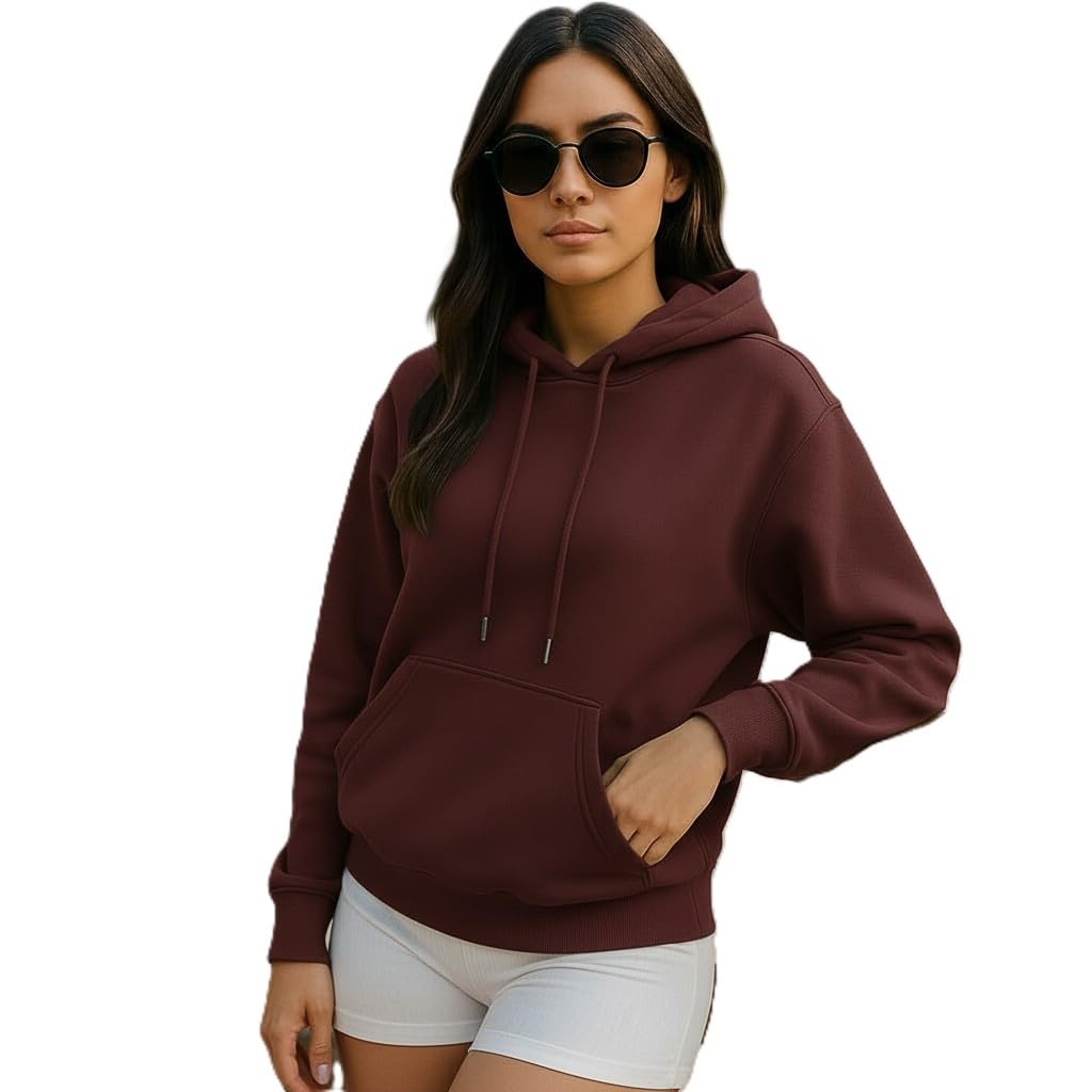 tqh Women Solid Hood Neck Sweatshirt (Green)-picture-45
