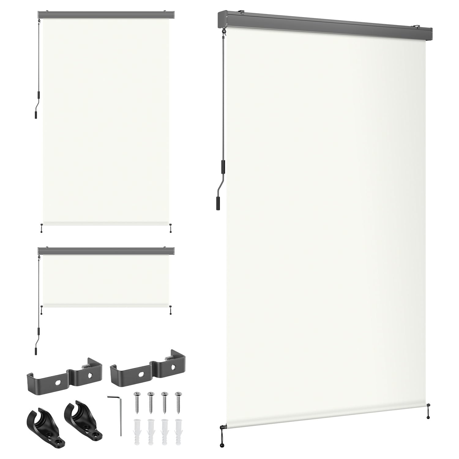 Markiza pionowa zewnętrzna 180 x 250 cm, roleta balkonowa z ręcznym mechanizmem, jako roleta zewnętrzna do ochrony przed widokiem i słońcem na balkonie i tarasie, odporna na wodę, z aluminiową