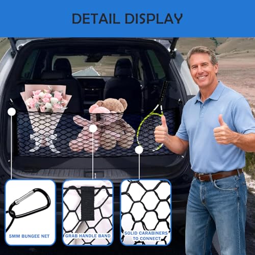 Image of Envelope Style Cargo Net for Kia Sportage 2023-2025 2026 Accessories, Rear Trunk SUV Mesh Cargo Net, Upgraded 5mm Bungee & Double-Layer Nylon Storage Tailgate Netting Grocery&Tools Holder Organizer