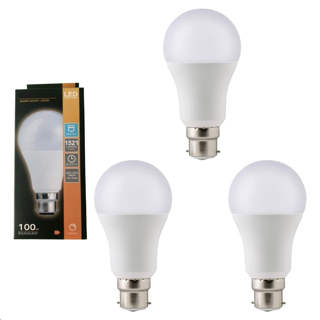 Tcp Led Light Bulbs B22 Bc 13.5W Dimmable Warm White Pack Of 3