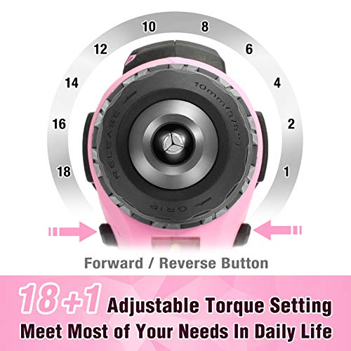 Workpro 20V Pink Cordless Drill Driver Set, 3/8 Inch Keyless Chuck thumb #7