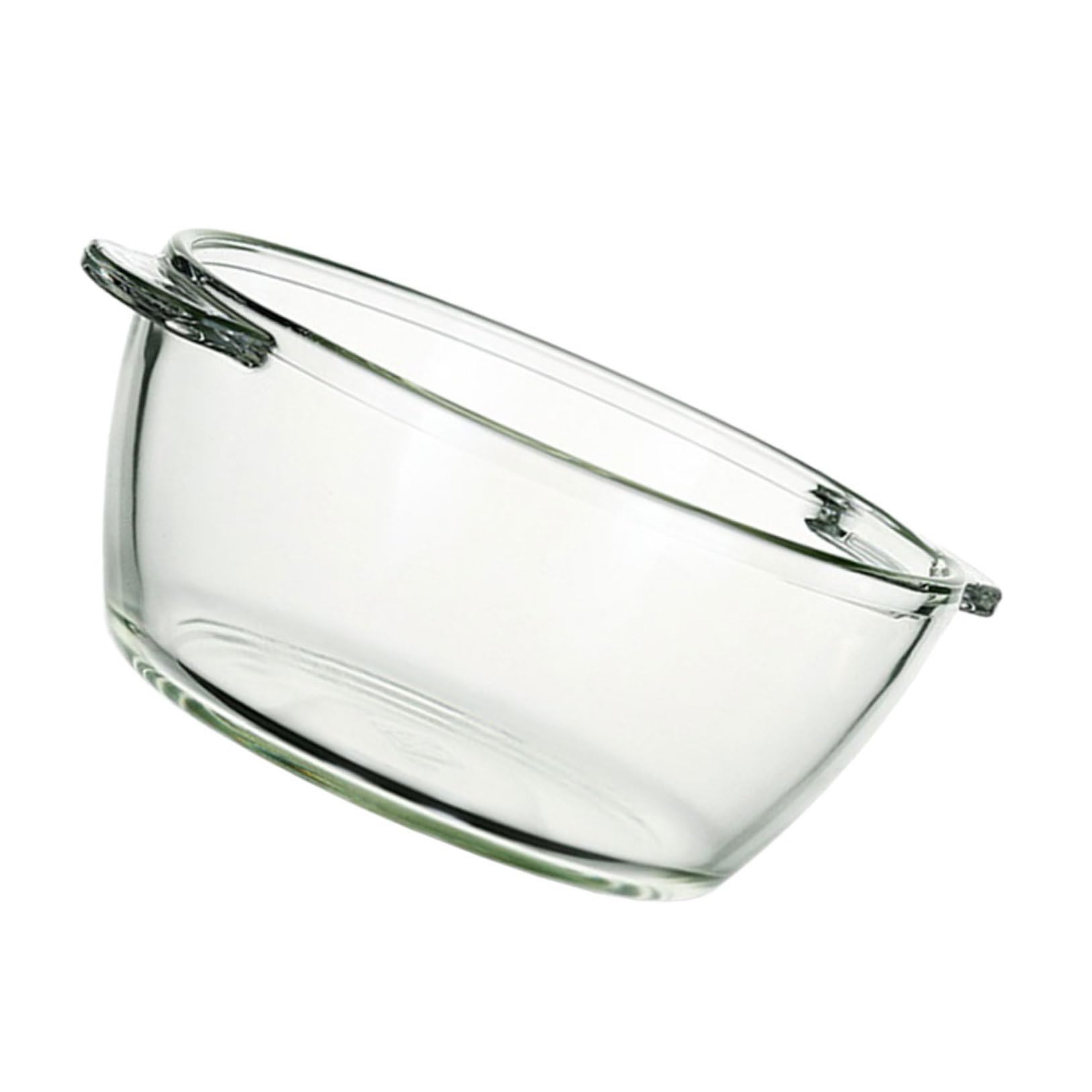 Grand saladier transparent 1L en verre solide et ergonomique avec anse de service