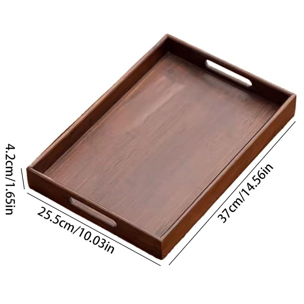 Bandejas Servir Comida Bandeja de Desayuno for Restaurante, Bandeja Almacenamiento Rectangular for el hogar con asa, refrescos for té la Tarde Doble Oreja Mesa Cama | C