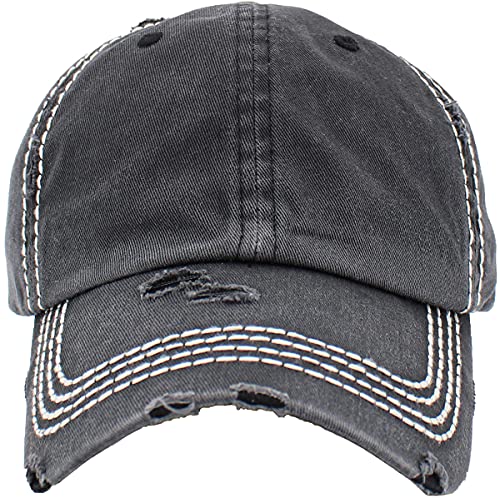 Image of KBETHOS Vintage Washed Distressed Cotton Dad Hat Baseball Cap Adjustable Polo Trucker Unisex Style Headwear