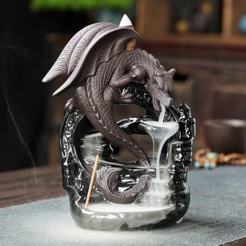 Brûleur d'encens dragon en céramique à refoulement pour salon - 2