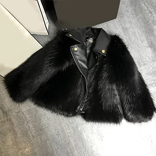 Girls Cozy FauxFur Jacket, Kids Girls Winter Long Sleeve Thicken Coat Jacket Toddler Warm Fleece (Black, 7-8 Years)2
