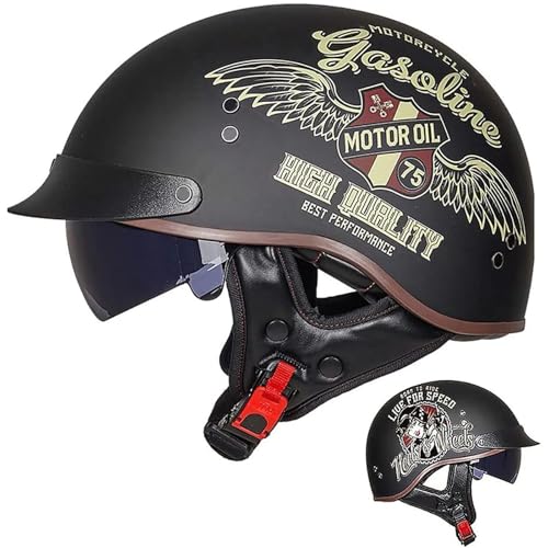 Casque moto homme personnalisé jet demi casque bol vintage avec pare-soleil