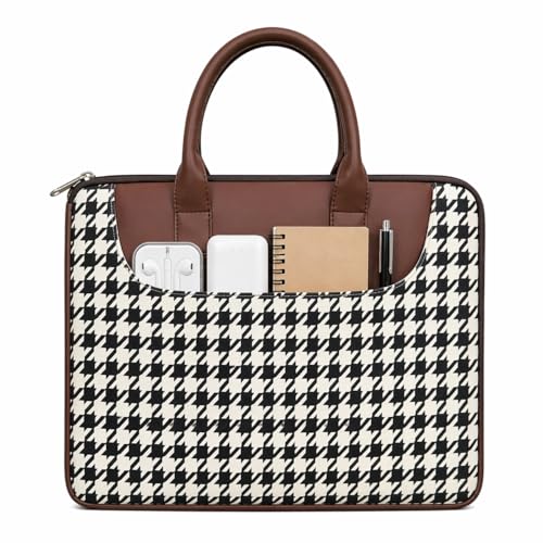 Image of Tabelito Designer Printed Laptop Sleeve for Women (13-15.6 Inch) | Jute & Vegan Leather Office Handbag | Lightweight Stylish Work Bag with Handle