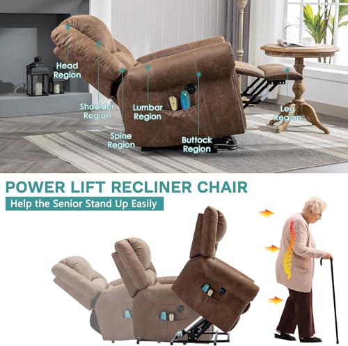 Sillón reclinable eléctrico marrón de ante miniatura 4