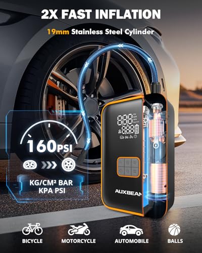 Image of Auxbeam Jump Starter with Air Compressor 3000A Car Battery Jump Starter (6.5 Gas /3.0L Diesel) with 150PSI Cordless Tire Inflator 12V Jumper Box for Car Battery Portable for Compact Vehicle