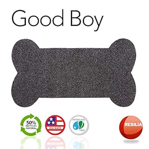 RESILIA Bone Shaped Dog Food Bowl Placemat – Slip-Resistant, Machine Washable Pad, Protects Floors from Water Spills & Stains, Pet Accessories & Supplies, 23 Inches X 14 Inches, Gray RESILIA Bone Shaped Dog Food Bowl Placemat–Slip Resistant Machine Washable Pad Protects Floors from Water Spills Stains Pet Accessories Supplies 23 Inches X 14 Inches Gray