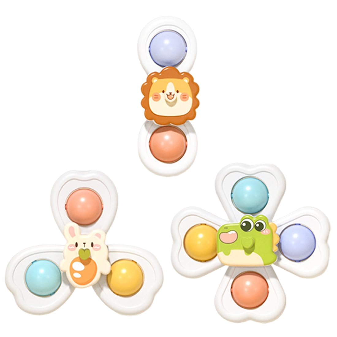 WUSJCOF Lote de 3 peonzas con ventosa para bebés, juguetes de baño sin BPA para bebés, juguetes giratorios para, juguetes de baño impermeables para, juegos sensoriales para bebés.