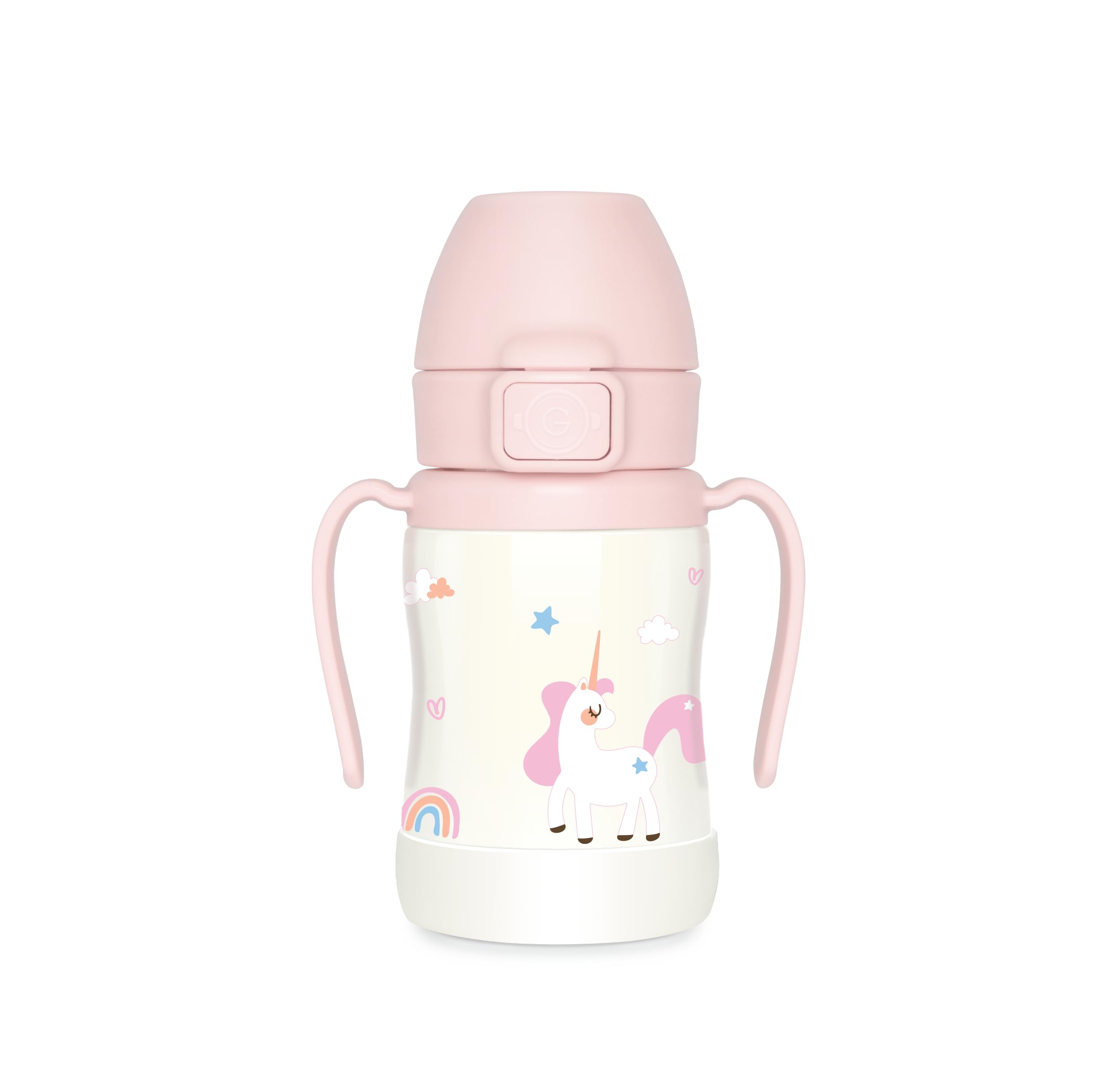 GROSMIMI Insulated 316 Stainless Steel Spill Proof Straw Cup, Water bottle with Flip Top for Toddlers, BPA Free (Unicorn, 6oz)