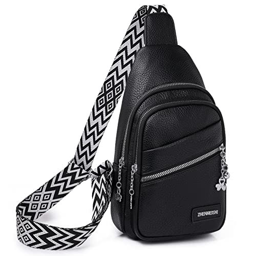 Myhozee Sling Bag Damen Klein Brusttasche PU Leder Schultertaschen Handy Umhängetasche Crossbag Umhängen für Outdoorsport, Wandern, Radfahren, Reisen