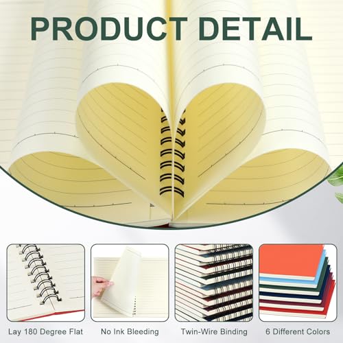 Image of Yahenda Spiral Notebook Bulk A5 College Ruled Journals Notebooks Lined 8.3 x 5.5 Inch Note Books Writing Thick Paper Notebook for Christmas Office Business School Gifts Supplies(Trendy Colors, 6 Pcs)