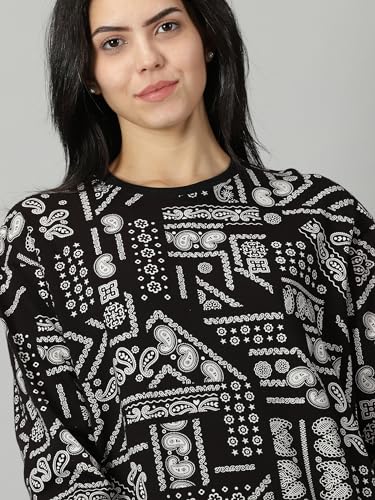 Image of RodZen Oversized | Loose Fit |Full Sleeves Cotton Loopnet Round Neck T-Shirt for Womens /Girls
