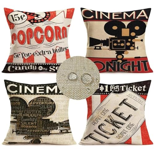 Housse de coussin imperméable double face imprimée lin lot de 4 - 2