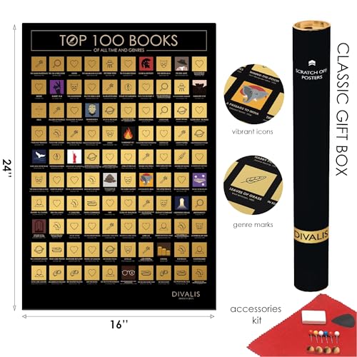 Top 100 Books Scratch off Poster