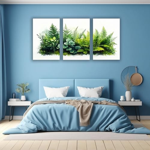 Peinture d’arbre forestier mural haut de gamme triptyque vert de 30x45cm - 3