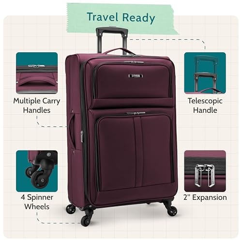 Image of U.S. Traveler Anzio Softside Expandable Luggage with Spinner Wheels, Burgundy, 2-Piece Set (22 /30)
