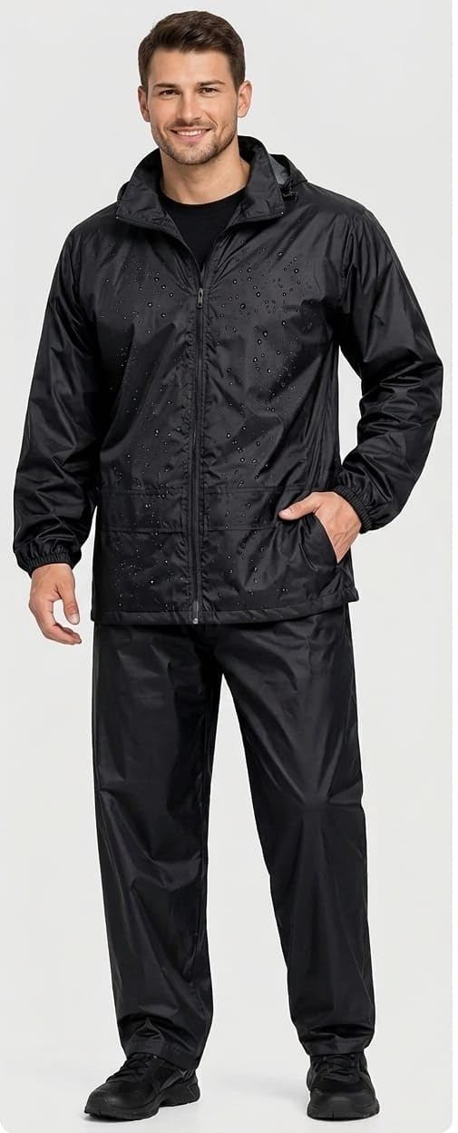 Rain Coat for Men Waterproof with Pants black colour Polyester Bike RainSuit RainJacket Suit Mobile Pocket with Storage Bag Rain Coat for Men Waterproof with Pants black colour Polyester Bike RainSuit RainJacket Suit Mobile Pocket with Storage Bag