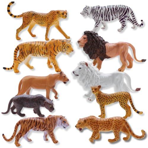 ZAGA Toys Jungle Cat Holiday Bundle | Lions, Tigers, Jaguars & Cheetahs | Lifelike Wildlife Figurines for Imaginative Play & Display | Seasonal Animal Gift Set