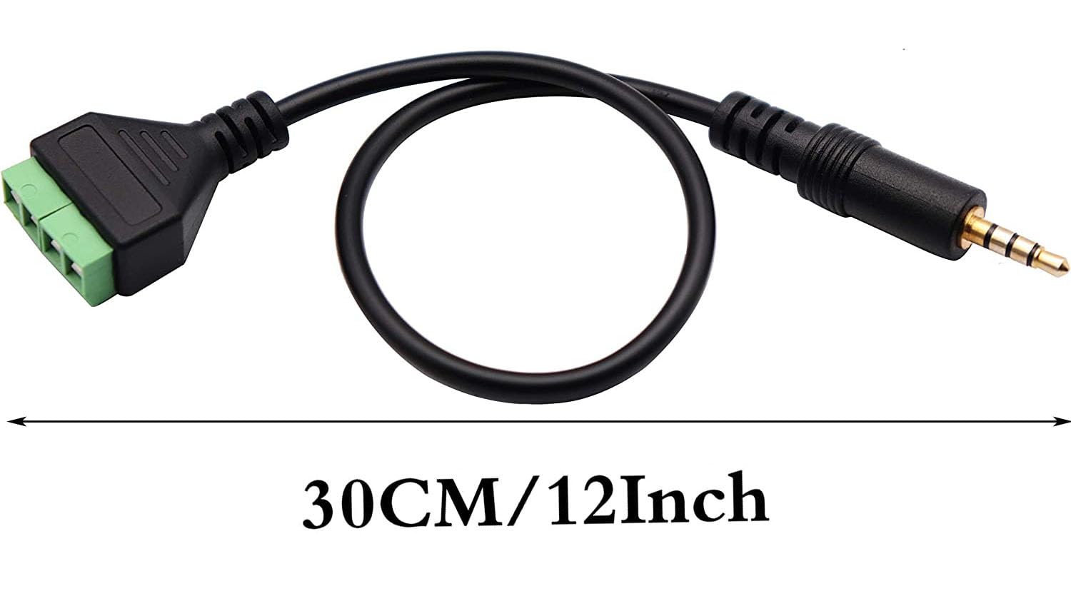 2 Cavi Jack Audio TRRS 3.5mm A Morsetti A Vite – 4 Poli, Nero, 27cm
