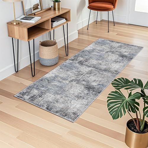 Washable 2x5 Hallway Runner Rug - Runner Rugs Modern Stain Resistant for Home Indoor Mat Rug Runner for Laundry, Bedroom Non Slip Rubber Backing Thin Super Soft Room Decor Floor Carpet 2x5 Blue