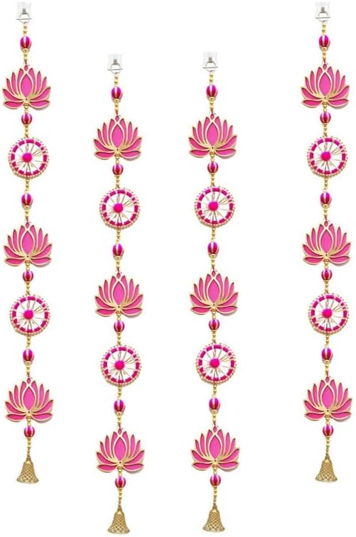 Miniatura 2 de Divyakosh Colgantes de pared y puerta de loto hechos a mano (paquete de 4)  Decoración del hogar  Decoración de Pooja  Decoración Diwali  Decoración