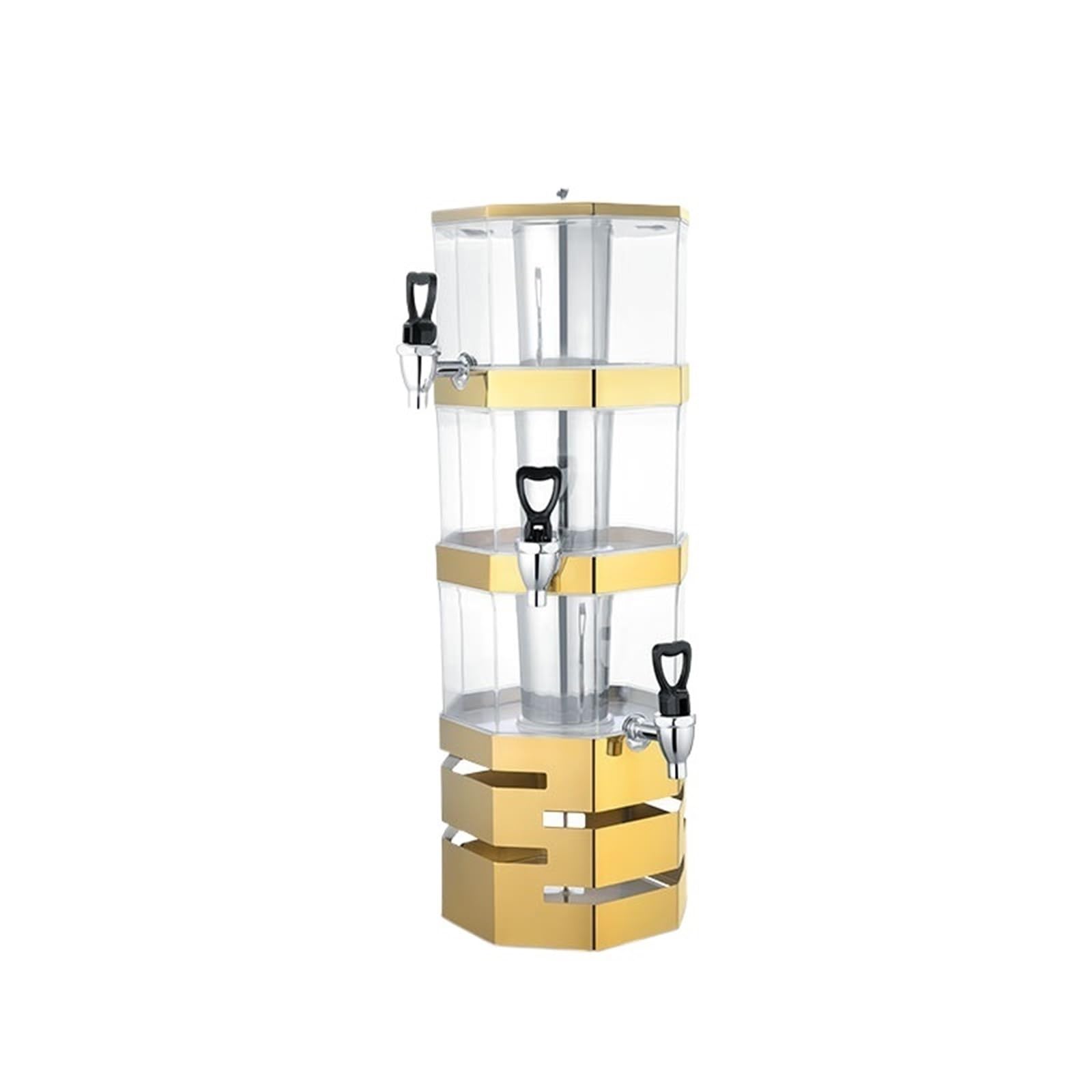 ASerZenith Juice Dispenser 4L Drink Dispenser For Parties Plastic Beverage Container With Stand For Juice Lemonade Clear With Spigot Ice Chamber(Gold-3F)