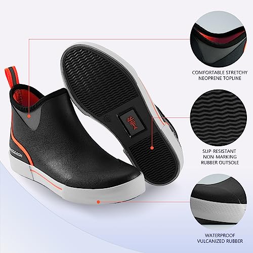 Image of BASSDASH Men's 4.5 inch Waterproof Fishing Deck Boots Anti-Slip Rubber Ankle Boots Rain Shoes for Boating Gardening Working