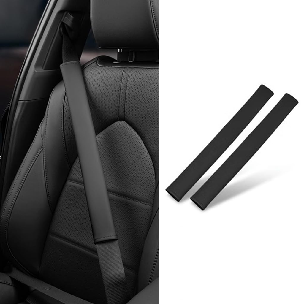 2 Piezas Almohadilla Cinturon Coche para Benz GLE (5seats) W166 2015-2019, Comodidad Suave Que Ayuda a Proteger el Cuello y el Hombro del Accesorios,A-Black