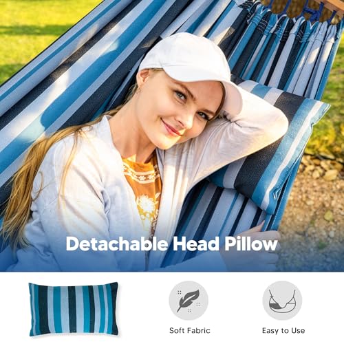 Image of SUNCREAT Hammocks Fabric Hammock for Backyard, Navy & Blue