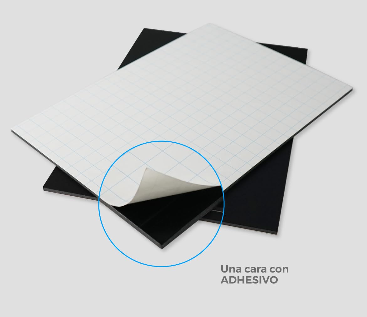 CHELY INTERMARKET Cartón Pluma A4 Adhesivo 5 MM Blanco Pack 10 Unidades Autoadhesivo Para Maquetas Manualidades Rotulación Diseño Escolar Proyectos Cartelería Presentaciones Decorativas Fácil