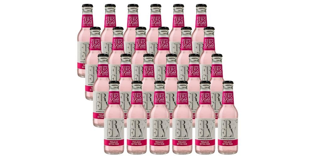 Freely Bitter Pink Analcolico Senza Zucchero – Bevanda Gassata al Pompelmo Rosa, Aperitivo Zero Zuccheri | 24 x 200 ml