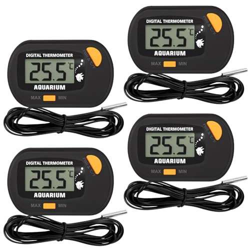 4 Stück Aquarium Thermometer Digital LCD, Mit Saugnapf Und Kabelfühler LCD Wasserthermometer Aquarium, Hygrometer Terrarium, Für Fisch- Und Reptilienbecken, Kühlschrank, Wasserumgebung (Schwarz) 4 Stück Aquarium Thermometer Digital LCD, Mit Saugnapf Und Kabelfühler LCD Wasserthermometer Aquarium, Hygrometer Terrarium, Für Fisch- Und Reptilienbecken, Kühlschrank, Wasserumgebung (Schwarz)