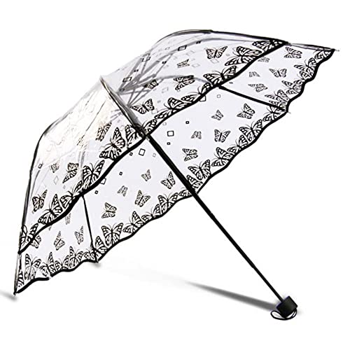 Parapluie transparent pliable pour femme contre la pluie battante et les rayons du soleil