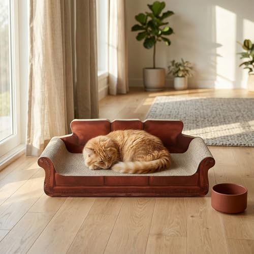 Rascador para gatos en forma de sofá rojo 2 en 1 miniatura 4
