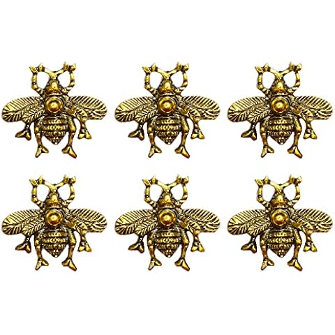 ETHNICITI 6 x Antique Gold Bumble Bee Vintage Knob Pull Handle Drawer Cupboard Cabinet Cover