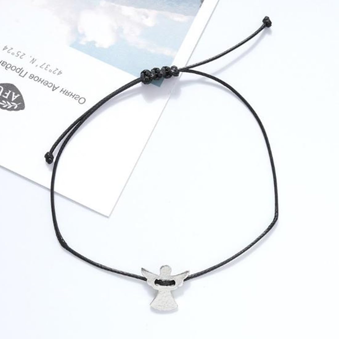 2pcs Braccialetto con Angelo Custode Bracciale Portafortuna in Argento Fatto a Mano con Ciondolo di Angelo in Metallo Migliore Amico Regalo di Gioielli