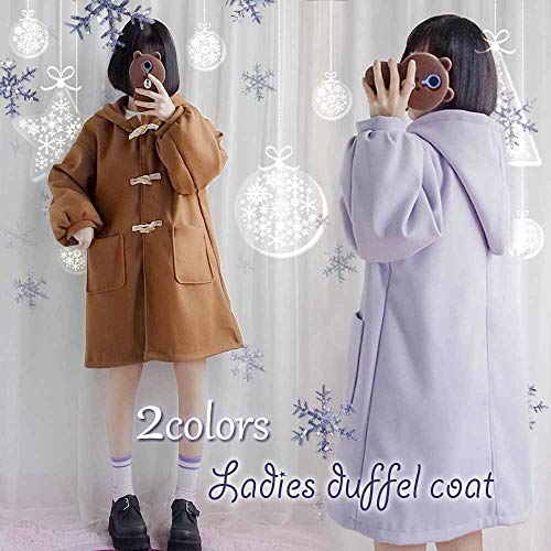 【Ayshone JP】 Lolita ロリータ服 アウター 学生 ダッフルコート レディース コート 制服 秋冬 学園風 可愛い 暖かい (フリーサイズ, パープル)