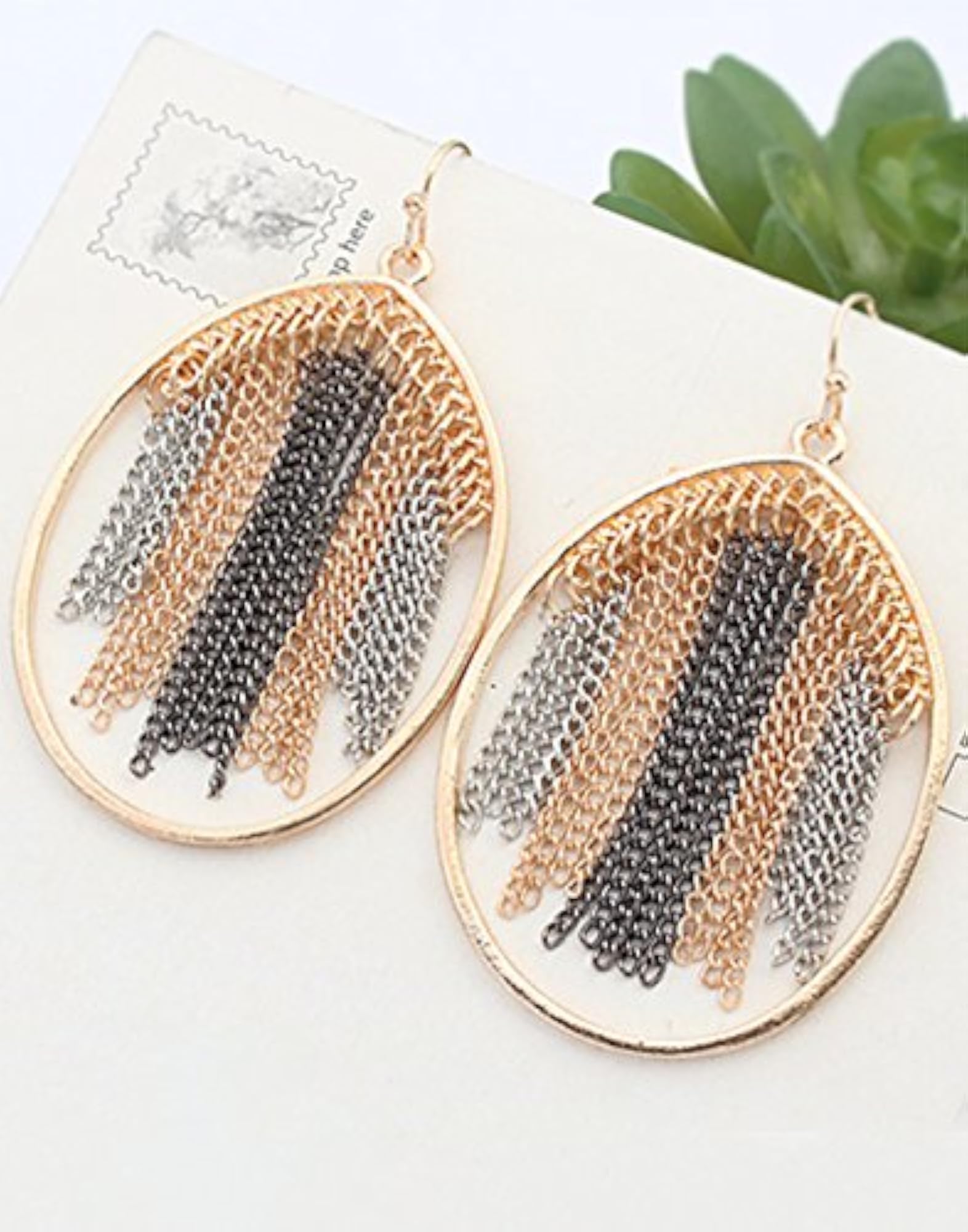Geometric Dangling Earrings Orange