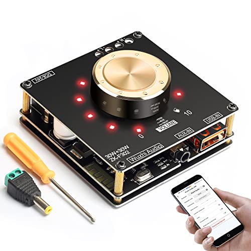 ZK-F302 30W+30W Stereo Bluetooth Amplifier Board with APP Control (Android Only), Bluetooth/AUX/USB Inputs, BT 5.0 AMP Board for DIY Wireless Speakers Board