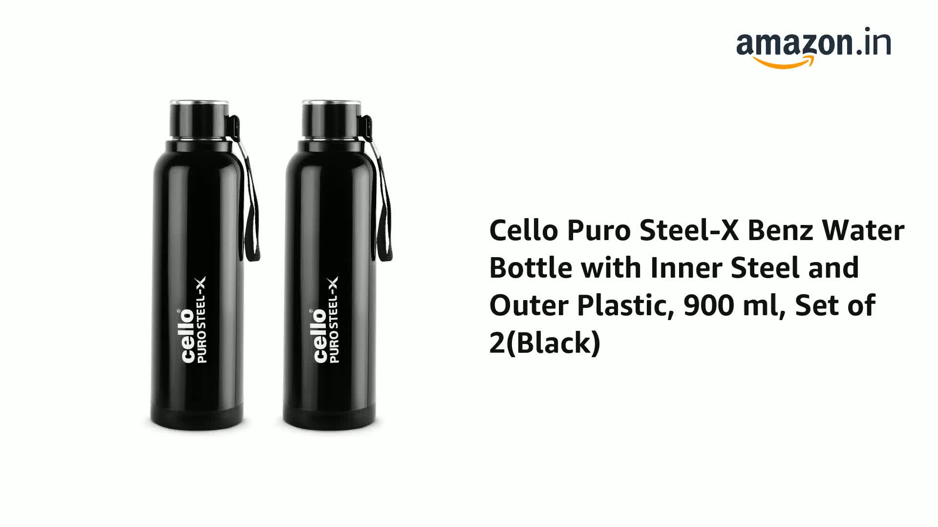Cello Puro Steel-X Benz 900 PU Insulated Water Bottle Set of 2