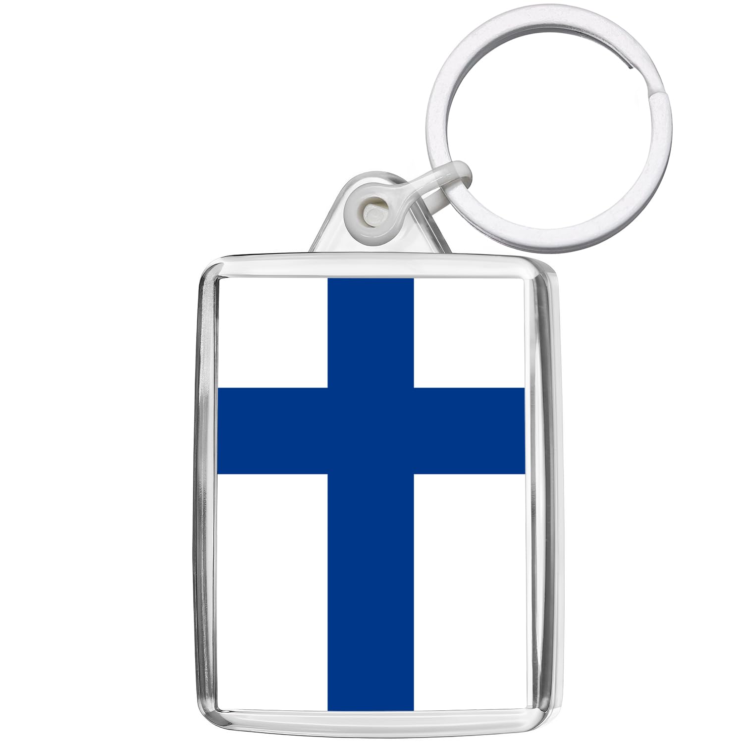 Pixly Unisex Clear Pixly® Finland Flag Keyring Key Fob Country Keychain Keepsake Finnish Souvenir Gift