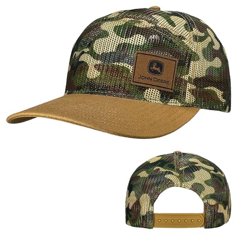 Image of John Deere Mens Camo Print Cotton Twill Trucker Mesh Back