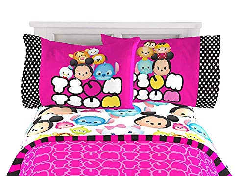 Linge de lit Disney Tsum Tsum drap housse et drap plat pour lit jumeau