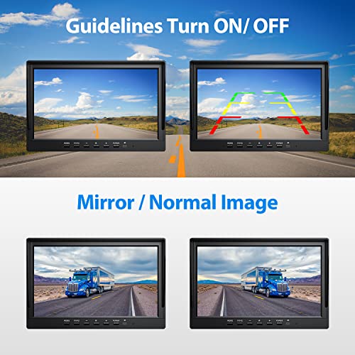 Image of ZEROXCLUB 10 inch HD Backup Camera System Kit, Loop Recording Large Monitor with Wired Rear View Camera, IR Night Vision Waterproof Camera with Safe Parking Lines for Bus, Semi-Truck, Trailer, RV, BY102A